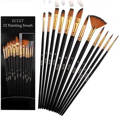Eclet DSR Craft Painting Brushes Set of 12 Professional Round Pointed 