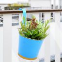 ecofynd 7 Inches Halley Balcony Hanging Pots for Railing, Pack of 1 (Sky Blue)...