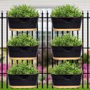 ecofynd Aurelia Hanging Pots for Balcony, Metal Railing Planters, Flower Pots for Home Garden, Oval,12 inches, Pack of 6 (Black)...
