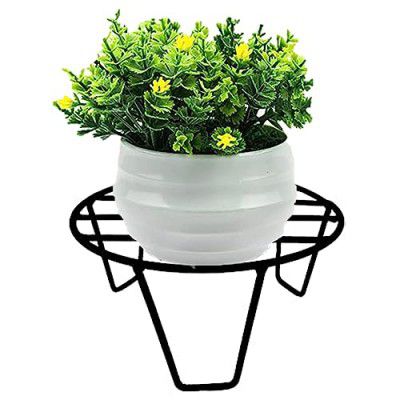 ecofynd Plant Stand for Indoor & Outdoor Pot, Metal Potted Plant Holder for House, Garden & Patio (Pack of 1, Black, PS004)
