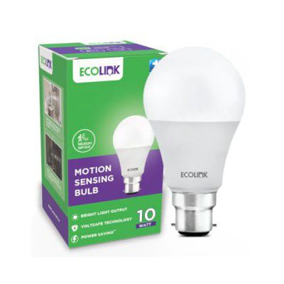 EcoLink 10-Watt Motion sensing LED Bulb | Bulb Base : B22, Light bulb for Home | Colour : Crystal White, Pack of 1