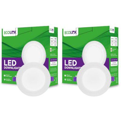 EcoLink 10W Concealed JB Ceiling Light | Round Ceiling LED Downlighter for Home & Hall | Cut Out: 3 inch, Color: Warm White, Pack of 2