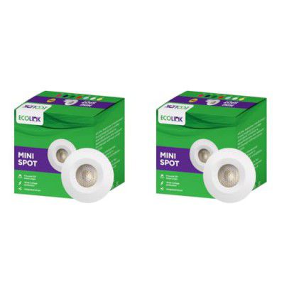 EcoLink 2W LED Spot Light | Mini Spot Light for Display & Home Decoration | Cut Out: 35mm, Color: Cool White, Pack of 2