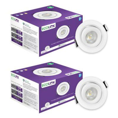EcoLink 3W LED Tiltable Spot Light | Spot Light for Display & Home Decoration | Cut Out: 63mm, Color: Natural White, Pack of 2