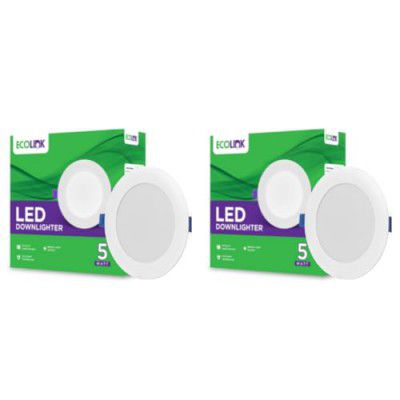 EcoLink 5W Concealed JB Ceiling Light | Round Ceiling LED Downlighter for Home & Hall | Cut Out: 3 inch, Color: Green, Pack of 2
