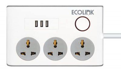 Ecolink Guardian Advance Spike Guard 3 Socket 6A + 3USB || Pack of 1