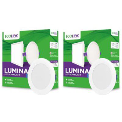 EcoLink Lumina 10-watt Round LED Downlighter | LED Ceiling Light for Home and Hall | Cut Out: 4 inch,Color: Warm White, Pack of 2