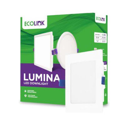 EcoLink Lumina 10-watt Square LED Downlighter | LED Ceiling Light for Home and Hall | Cut Out: 4 inch, Color: Warm White