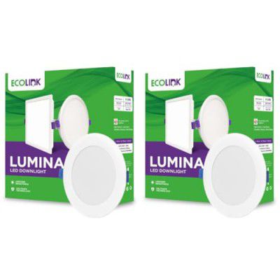 EcoLink Lumina 15-watt Round LED Downlighter | LED Ceiling Light : Warm White, Pack of 2