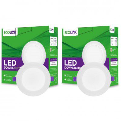 EcoLink Metal 7W Concealed JB Ceiling Light|Round Ceiling LED Downlighter Natural White, Pack of 2