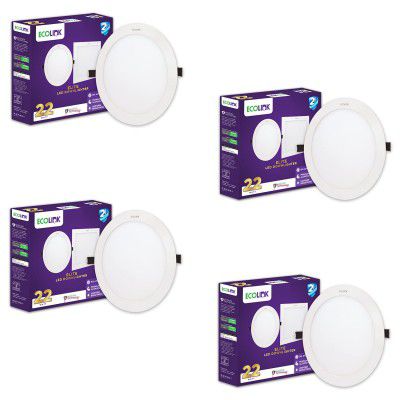 EcoLink Polycarbonate 22W Round Ceiling Downlighter (Warm White,Pack Of 4)
