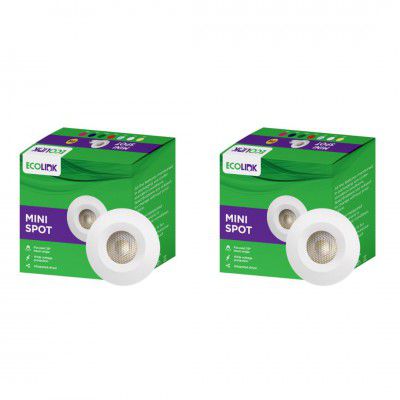 EcoLink polycarbonate 2W LED Spot Light|B15D Mini Spot Light For Display & Home Decoration|Cut Out: 35Mm, Color: Cool White, Pack Of 2