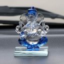 eCraftIndia Blue and Transparent Double Sided Crystal Car Ganesha Showpiece...