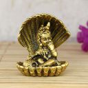 eCraftIndia 'Golden Bal Gopal Krishna Having Makhan' Decorative Showpiece (Metal, 8 cm x 9 cm, Golden, AGK507)...