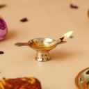 eCraftIndia Golden Decorative Brass Diya with Stand and Holder...