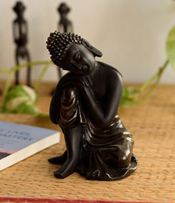 eCraftIndia Handcrafted Antique Finish Knee Buddha Polyresin Statue (12.5 cm x 11.25 cm x 18.75 cm)