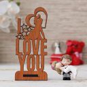 eCraftIndia \'I Love You Wooden Showpiece, and Bride Kissing Groom Romantic Couple Showpiece - Valentine Gifts for Girlfriend, Boyfriend, Husband, Wife...