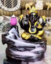 eCraftIndia Lord Gold Ganesha Smoke Backflow Cone Incense Holder Decorative Showpiece with 10 Free Smoke Backflow Scented Cone Incenses...