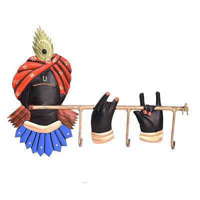eCraftIndia Lord Krishna Wrought Iron Key Holder (25 cm x 1 cm x 18)