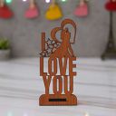 eCraftIndia \'Love You Valentine Wooden Showpiece with Stand (Brown)...
