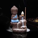 eCraftIndia Meditating Monk Buddha Smoke Backflow Cone Incense Holder Decorative Showpiece with 10 Free Smoke Backflow Scented Cone Incenses...