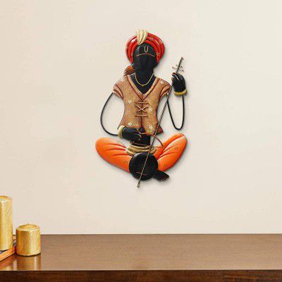 eCraftIndia Musician Tribal Playing Veena Handcrafted Iron Wall Hanging
