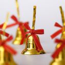 eCraftIndia Plastic Christmas Golden Jingle Bells with Red Ribbon- Christmas Tree and Wall Decoration Hanging Ornaments...
