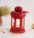 eCraftIndia Red Metal Lantern Tea Light Holder...