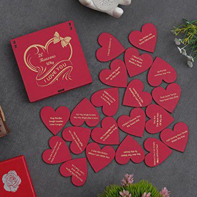 eCraftIndia Red Wooden 20 Reasons Why I Love You Printed on 