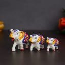eCraftIndia Set of 3 Designer Elephant Showpiece Animal Figurines- Multicolor...