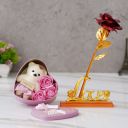 eCraftIndia Valentine Gift for Girlfriend Boyfriend| Love Golden Red Rose Showpiece...