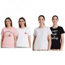 Eden & Ivy Women's Solid T-Shirts (Pack of 2): Pink & White (ENISS22WTE501, Size S) & Grey & Black (ENISS22WTE501, Size S)...