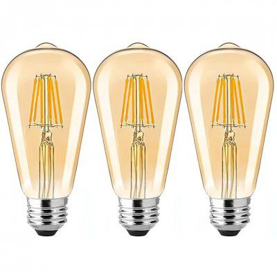 Edison Tungsten Filament Antique Glass Light Bulbs Vintage Base E27 Bulb Yellow Light for Home Decoration, Living Room, Hall, Balcony, Restaurant Bar Lighting (pack of 3)