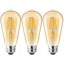 Edison Tungsten Filament Antique Glass Light Bulbs Vintage Base E27 Bulb Yellow Light for Home Decoration, Living Room, Hall, Balcony, Restaurant Bar Lighting (pack of 3)...