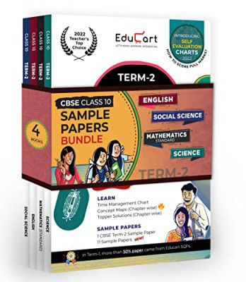Educart Term 2 Class 10 Sample Papers Bundle of Science, Math Standard, Social Science & English Books For 2022 (Based on the CBSE Term-2 Subjective Sample Paper released on 14 Jan 2022) Edubook 
