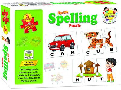 Educational Spelling Puzzle 3 Self Correcting 28 Pieces Puzzle Set for Growing Kids