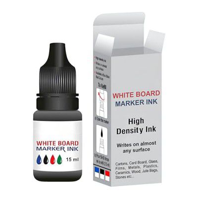 Eduway White Board 15 ml Marker Ink | Compatible With All White board Marker Brands | Smudge Proof | Easy To Refill | For Office & School Stationery | Pack of 2 (Black).
