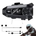 EDYELL A1 FM Radio Motorcycle Bluetooth Headsets, Smart LED Display Helmet Bluetooth, HD Calling and HiFi Music, IP67 Waterproof Helmet Headset, Compatible with All Helmets...