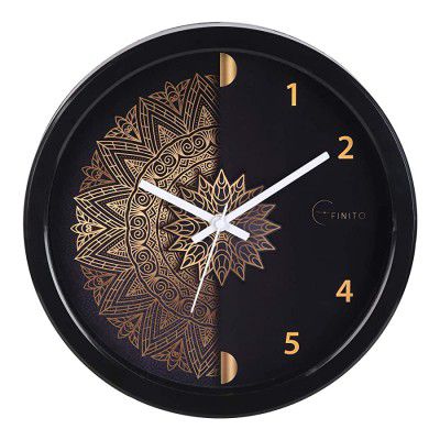 Efinito 12.5 Inches Wall Clock for Home Living Room Bedroom Office Hall Kids Room (Silent Movement, Black Frame)