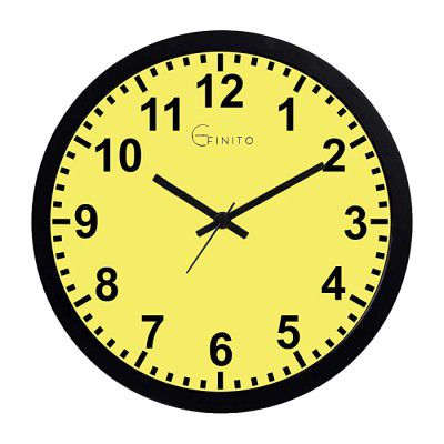 Efinito 13 Inch Yellow Bold Numbers Wall Clock for Home Living Room Office Bedroom Hall Kids Room Silent Movement