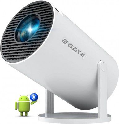 Egate Atom 2X Android 13 | 200 ISO Lumens, 720p Native with 1080p & 4K Support  1GB RAM-8GB ROM Smart Projector  (White)