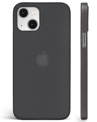Egotude Ultra Thin Flexible Slim Back Cover Case for iPhone 13 (Black Transparent, TPU+Plastic)