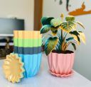 Eightiz Crystal Look Plastic Flower Pots with Tray for Home & Decoration Planters, Terrace, Garden Plant Container Set (Pack of 5, Plastic)...