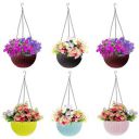 Eightiz Plastic Hanging Pot, Multicolour, Pot Diameter -7.1 Inch, Pot Height -4.8 Inch, Pot Thickness -3 mm, Chain Length -13 inch Approx., 6 Pieces...