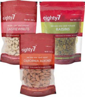 Eighty7 California Almonds(250g), Cashews(250g) and Raisins(250g) Combo  (3 x 250 g)