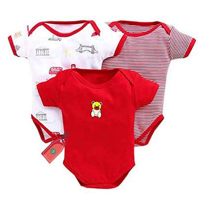 EIO New Born Baby Rompers Body Suits Jump Suit for Boys and Girls Set of 3