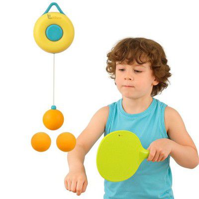 Eitheo Indoor Hanging Table Tennis Set for Kids, Table Tennis Self Training Game Set with 3 Ping Pong Balls & 1 Pair Paddle
