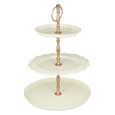 ELAN Flourish 3 Tier Cake and Cupcake Stand for Birthdays/Wedding Parties, Dessert Holder/Stand (Off-White)