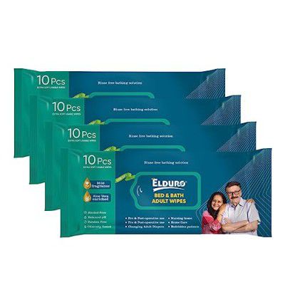ELDURO Wipes, Wet Wipes, Wet Wipes for Face, Wet Wipes for Cleaning, Wet Tissues Wipes (Pack of 4 X 10=40)