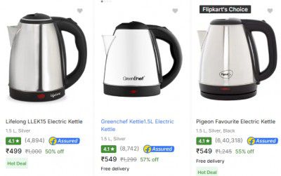 Flipkart: Upto 73% OFF On Electric Kettle